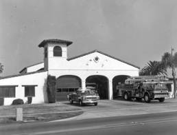 Fire Station No. 1 with Fire Engine and Truck