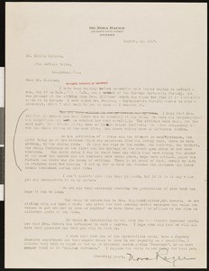 Nora Rager, letter, 1937-08-20, to Hamlin Garland