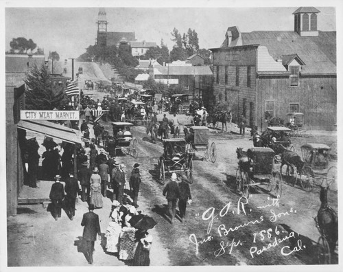 View of downtown Pasadena, September, 1886