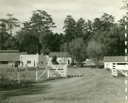 The private entrance to the Bear Valley Ranch, Marin County, California, circa 1945 [photograph]