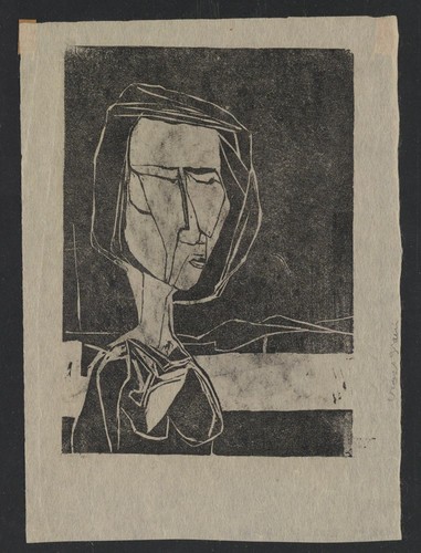 [Lino-Cut print of a women]