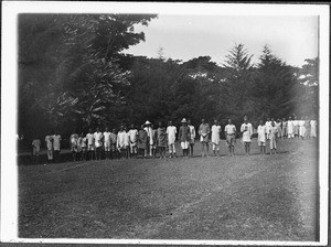 Leonhard Blumer with boarding school pupils, Arusha, Tanzania, 1923