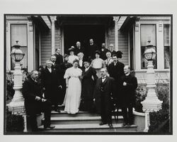 Luther Burbank and other prominent Santa Rosans on the steps of a house