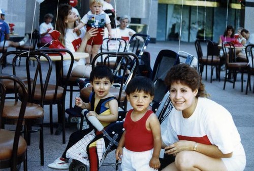 Woman and two boys at a y-Walk event