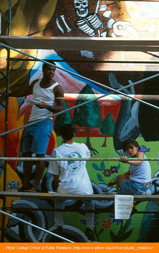 Students on scaffold