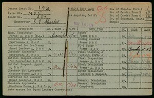 WPA block face card for household census (block 237) in Los Angeles County