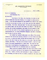 Letter from Father Raphael Fuhr, O. F. M. to John Henry Dockweiler, November 7, 1908