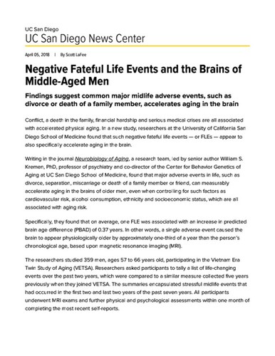 Negative Fateful Life Events and the Brains of Middle-Aged Men