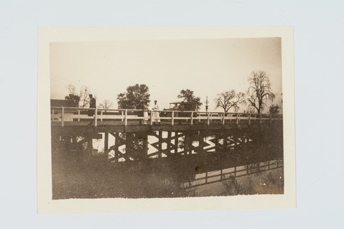 Bridge with people and automobile
