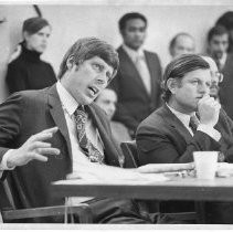 Senator Edward M. Kennedy, in Sacramento for hearings/training on Indians, with Senator John V. Tunney
