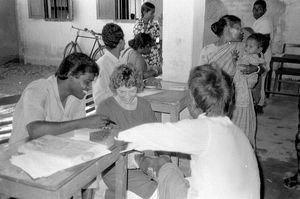 Danish Bangladesh Leprosy Mission/DBLM, 1989. Patient treatment at Nilphamari Hosppital. In the