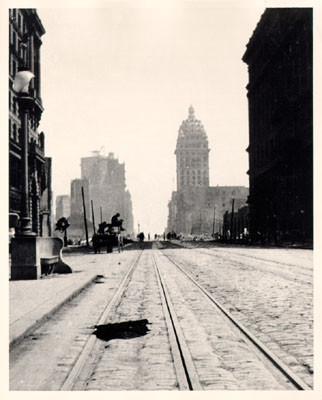 [View down Market Street after the earthquake and fire of 1906]