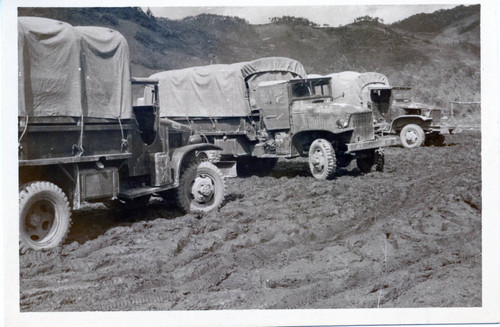 Trucks at military camp in Korea