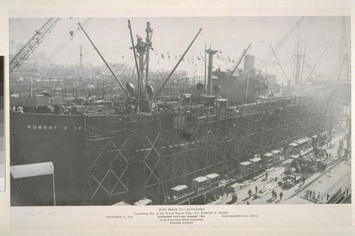 Construction of the prefab ship Robert E. Peary