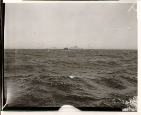 [View of the Farallon Islands from a boat off the coast]