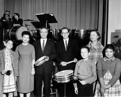 [Musicians at a "Young Audiences" performance at Monroe School]