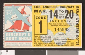Los Angeles Railway weekly pass, 1937-03-14