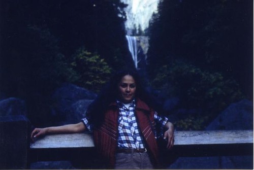 Patricia Whiting on a bridge at Yosemite