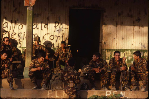 A group of idle soldiers, San Agustín, Usulután, 1983