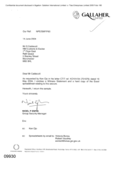 [Letter from Nigel P Espin to D Caldecott regarding the enclosed hard copy of the Excel spreadsheet]