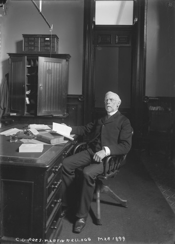 "C.U. Pres. Martin Kellog, Mar. 1899," University of California at Berkeley. [negative]