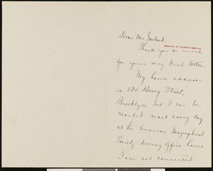 Olive Rathbun, letter, 1921-11-02, to Hamlin Garland