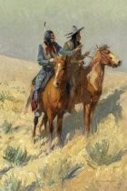 Two Indian Scouts on Horseback