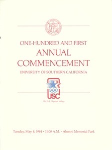 Commencement program, USC (101st: 1984: Alumni Memorial Park)