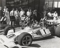 Norman Mineta seated in Joe Leonard's race car