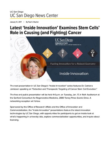 Latest ‘Inside Innovation’ Examines Stem Cells’ Role in Causing (and Fighting) Cancer