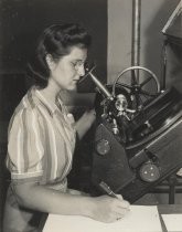 Unidentified woman with the Gaertner measuring engine