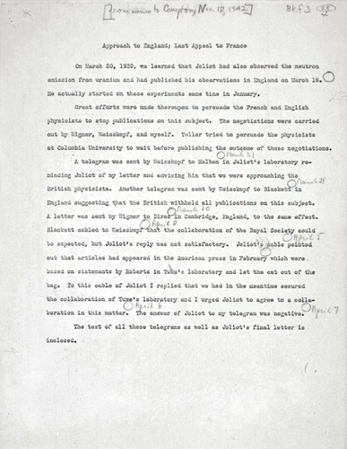Outline for Proposed Leo Szilard Biography: 1942