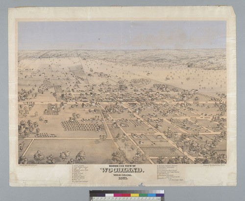 Bird's-eye view of Woodland, Yolo Co[unty], Cal[ifornia] 1871