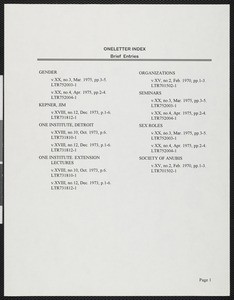 ONEletter index 1957-1975