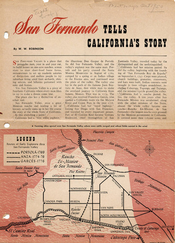 San Fernando Tells California's Story, 1950, page 1