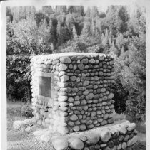 Photograph of the Bullion Bend Monument near Placerville, commemorating the lawmen who risked their lives to apprehend highwayway who had robbed stagescoaches of silver bullion in 1864