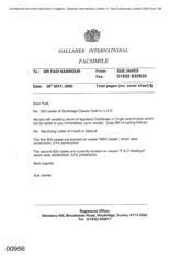 Gallaher International[Memo from Sue James to Fadi Nammour regarding 800 cases of Sovereign Classic Gold]