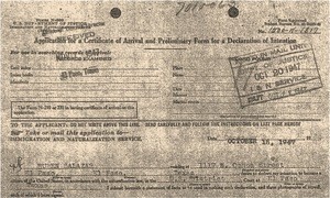 Ruben Salazar's declaration of intention of citizenship, 1947