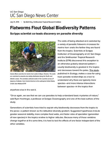 Flatworms Flout Global Biodiversity Patterns