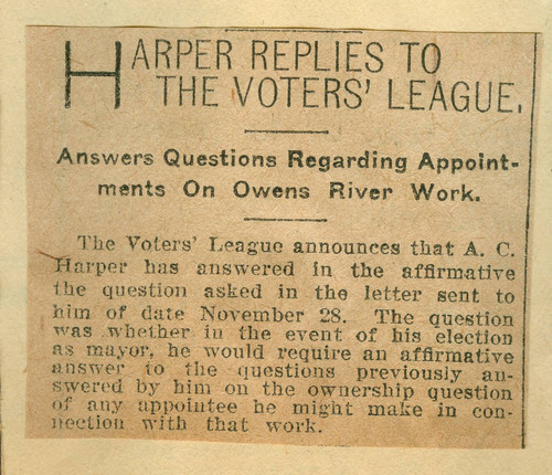 Harper replies to The Voters' League