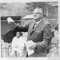 Harold T. "Bizz" Johnson, California state senator (1948-1958) and U.S. Congressman (1958-1981). He was known for his work as the chairman of the House Public Works Committee. Here, he dedicates a Little League park