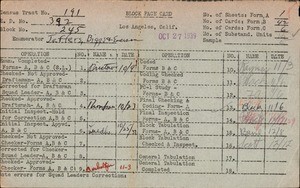 WPA block face card for household census (block 245) in Los Angeles County