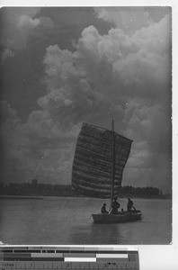 A sailboat at Fushun, China, 1938