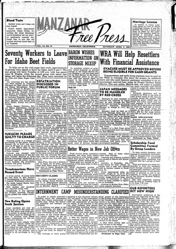 Manzanar free press, April 3, 1943