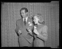 Dick Powell and June Allyson on their wedding day, Los Angeles, 1945