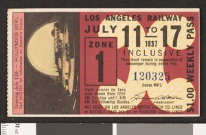 Los Angeles Railway weekly pass, 1937-07-11