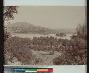 Lac Anosy seen from the Antsahamanitra garden in the foreground, Antananarivo, Madagascar, ca.1900