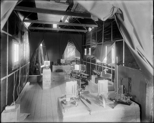 Interior of the Smithsonian spectrobolometer building, Mount Wilson Observatory