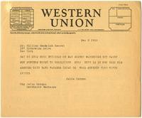 Telegram from Julia Morgan to William Randolph Hearst, December 3, 1929