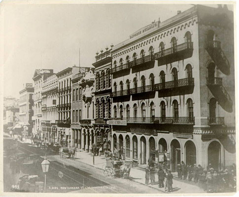 [East side of Montgomery and California Street, 1865]